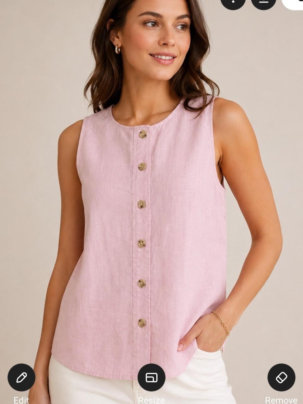 J Crew Linen-Cotton Button-Front shell Pink/Lavender NWT XS